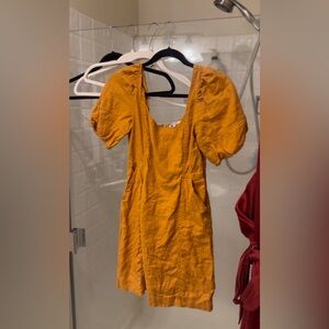 Madewell yellow denim dress with pockets
